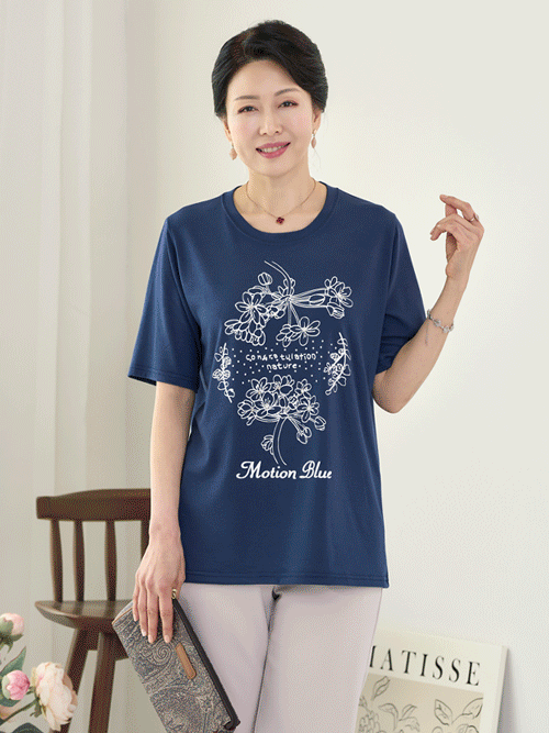[로즈맘제작]실키꽃진주티셔츠
